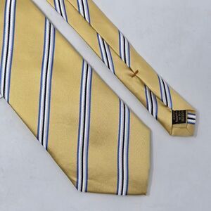 DONALD TRUMP SIGNATURE COLLECTION SILK TIE GOLD BLUE STRIPE SATIN 3.5" X 59" NEW
